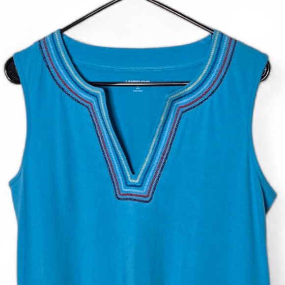 Lands End 100% Cotton Blue Midi Dress Size Medium - Picture 3 of 7